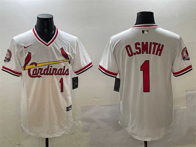 Men's St. Louis Cardinals #1 Ozzie Smith White With Patch Stitched Jersey,We sell and wholesale Men's St. Louis Cardinals #1 Ozzie Smith White With Patch Stitched Jersey on line form chian!
